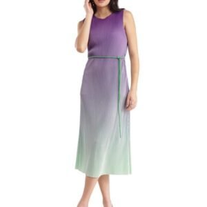 FableStreet Ombre Pleated Knit Dress - Purple