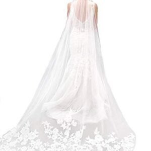 GOWNLINK Ladies Synthetic Christian Bridal Veil Headwrap With Lace Wedding Accessory White Lace Patches With Front Face Layer 4 Meter Comb Attach 1800L