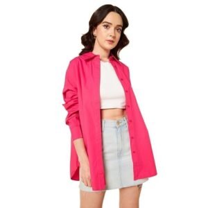 HIGH STAR Women's Cotton Oversized Fit Shirt