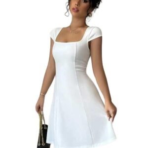 GRECIILOOKS Dress | Summer Dress | Square Neckline | Bodycon Women Dress | Midi Dress for Women