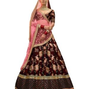 Zeel Clothing Women's Silk Semi-Stitched Lehenga Choli (7034-Wedding-Bridal-New)
